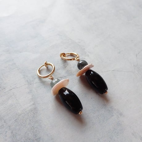 Eagle eye ×  onyx earring - E187