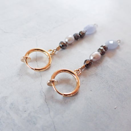 Hackmanite× Pyrite earring - E190