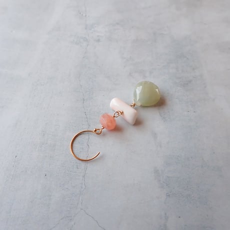 Cat's eye Qtz × White coral Earring E113
