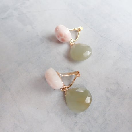 Thomsonite × Cat's Eye Quartz Earring- E196