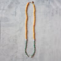 (1点もの） YL  beads × Chalcedony 14kgf Necklace PN10