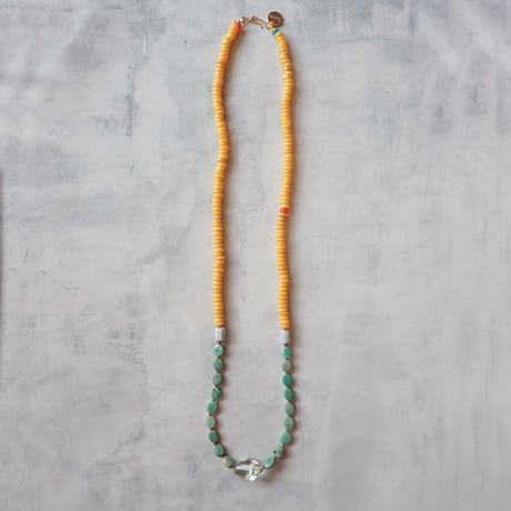(1点もの） YL  beads × Chalcedony 14kgf Necklace PN10