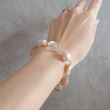 Mix Stones Bracelet  Pink beige B16