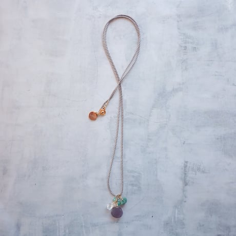 Silk cord × mix stones Necklace #2- N54