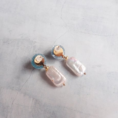 Kyanite × Rectangle FWP Earring- E195