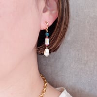 Indian beads × pearl earring - E163
