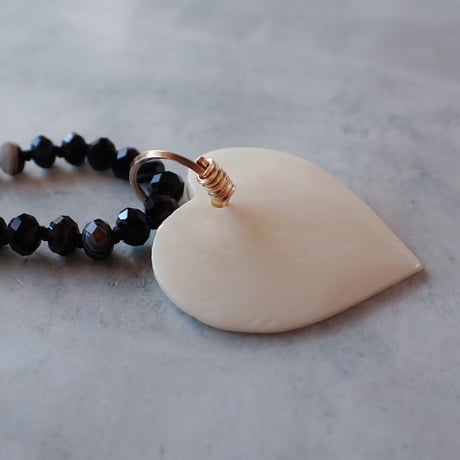 stripe onyx × ♡ necklace - N93