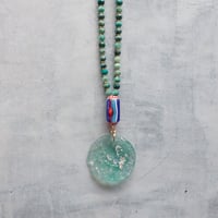 Roman glass × Chrysocolla necklace- N98