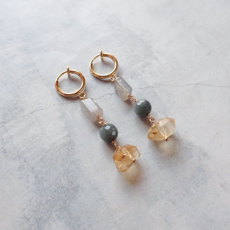 Citrine × eagle eye earring - E186