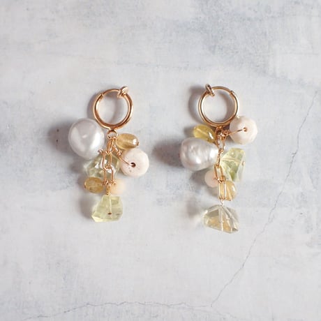 Mix Stones Earring - Yellow - E103