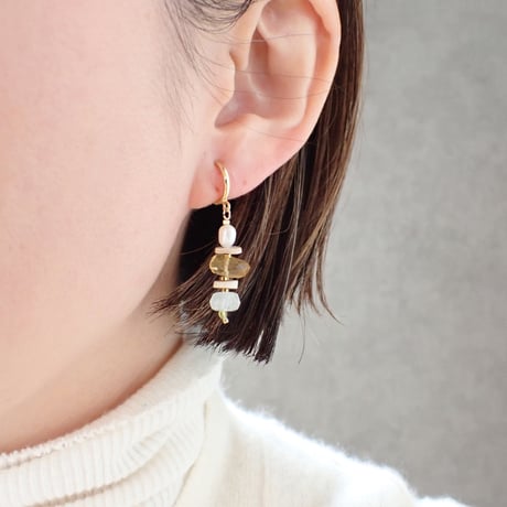 Citrine × Aquamarinel Earring- E157