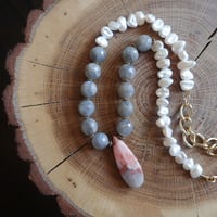 Pink Jasper × Labradorite Necklace N28