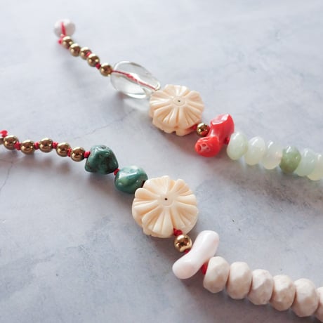 Flower carved beads Bracelet - Lemon qtz - B13