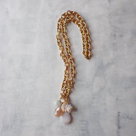 Short SUS Chain Pendant NC - Agate × Flat Pearl - N61