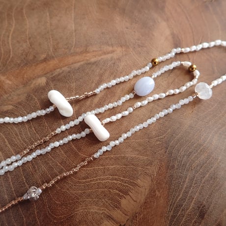 White coral × Black Rutile Quartz Pendant Necklace- N44