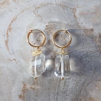 （再入荷）Tumble cut Crystal quartz Earring- E138