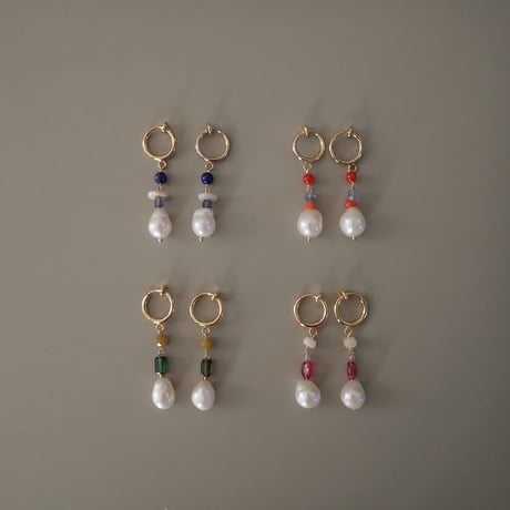 color stone × FWP earring ✴︎pink✴︎- E201