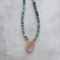 ✴︎Re new✴︎ chrysocolla × gold rutilated quartz necklace - N89