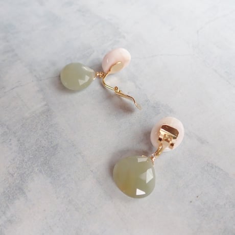 Thomsonite × Cat's Eye Quartz Earring- E196