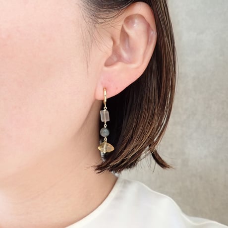 Citrine × eagle eye earring - E186