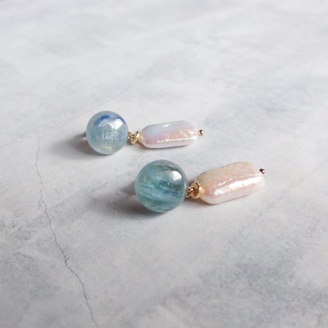 Kyanite × Rectangle FWP Earring- E195
