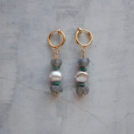 labradorite × FWP earring - E205