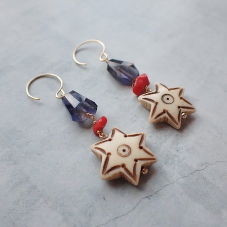 ☆bone beads × Iolite− E221