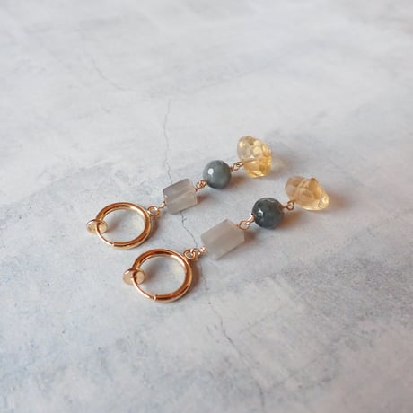 Citrine × eagle eye earring - E186
