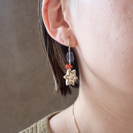 ☆bone beads × Iolite− E221