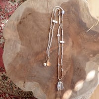 White coral × Black Rutile Quartz Pendant Necklace- N44
