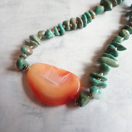 （1点もの）Turquoise × Carnelian Necklace N27