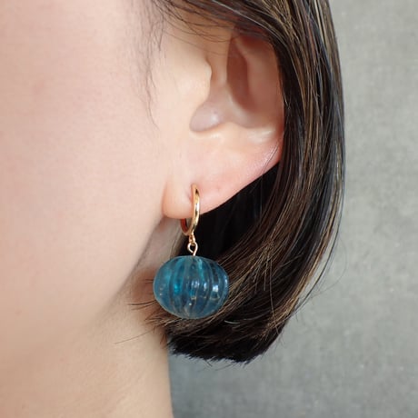 Pumpkin cut tourmaline ✴︎ indigo blue ✴︎ earring - E171 ver.03