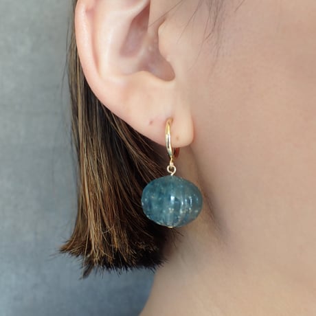 Pumpkin cut tourmaline ✴︎ indigo blue ✴︎ earring - E171 ver.03