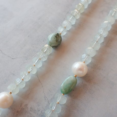 Aquamarine × Mix stones Necklace - N58