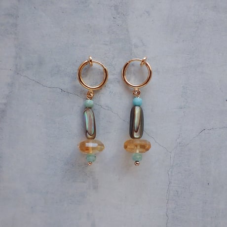 blue opal × abalone shell - E204