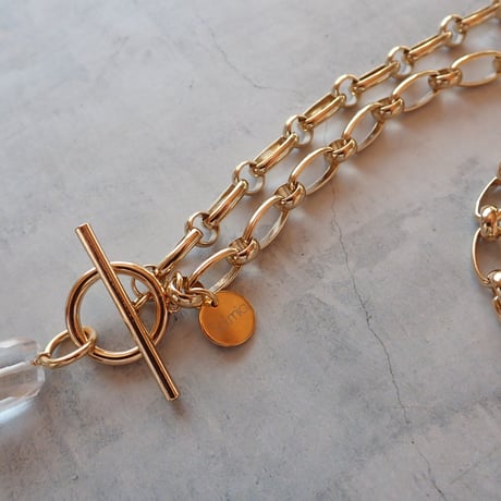 Long Chain Pendant NC -Lucky Jasper×Crystal quartz- N56