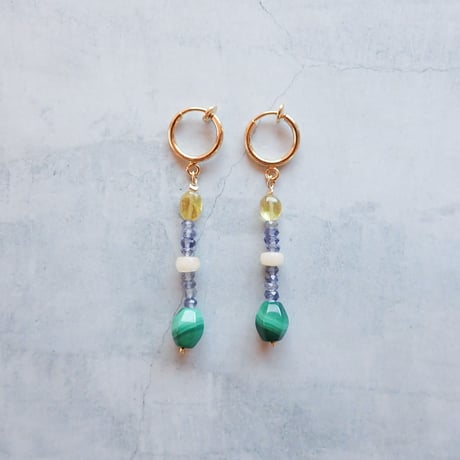 Malachite × Sapphire Earring E114