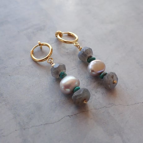 labradorite × FWP earring - E205