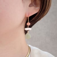Cat's eye Qtz × White coral Earring E113