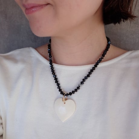 stripe onyx × ♡ necklace - N93