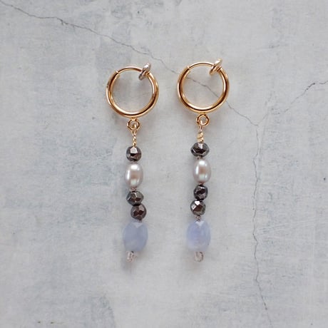 Hackmanite× Pyrite earring - E190