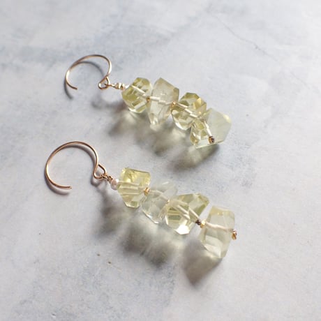Tumble cut stones Earring - LemonQtz - E101