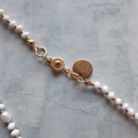 white magnesite × rutilated quartz necklace - N97
