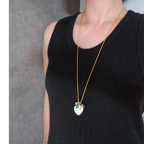 Silk cord × ♡ × mix stones Necklace #１- N55