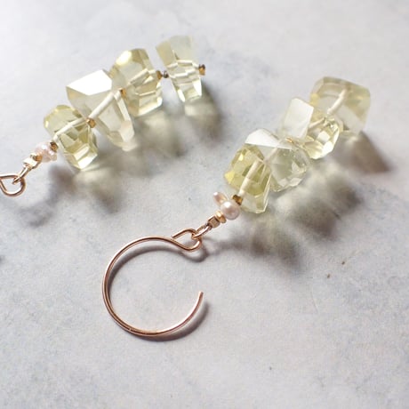 Tumble cut stones Earring - LemonQtz - E101