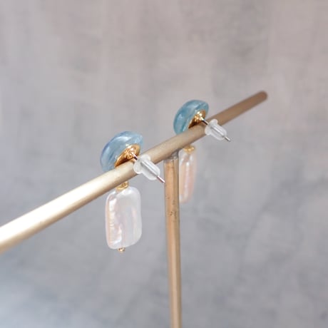 Kyanite × Rectangle FWP Earring- E195