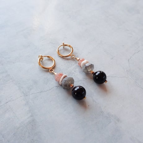 onyx × sunstone earring - E210