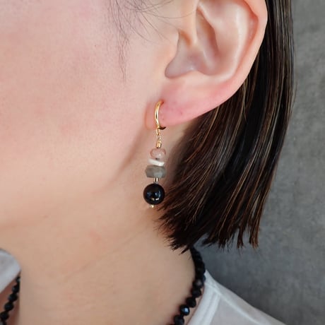 onyx × sunstone earring - E210