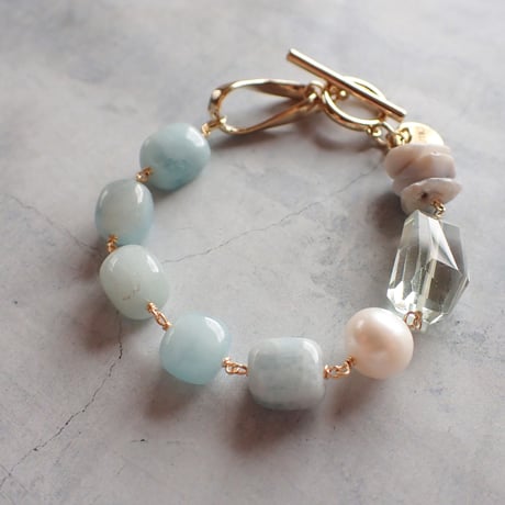 Aquamarine × Green amethyst Bracelet  B18