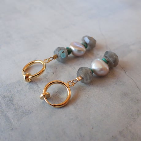 labradorite × FWP earring - E205